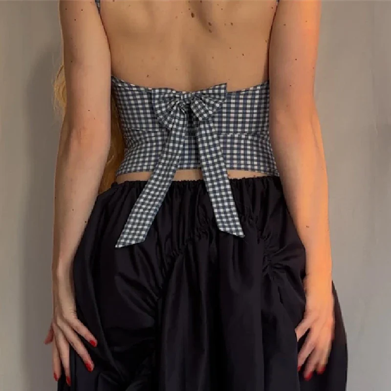 Blue Moon Plaid Backless Top - Image 5