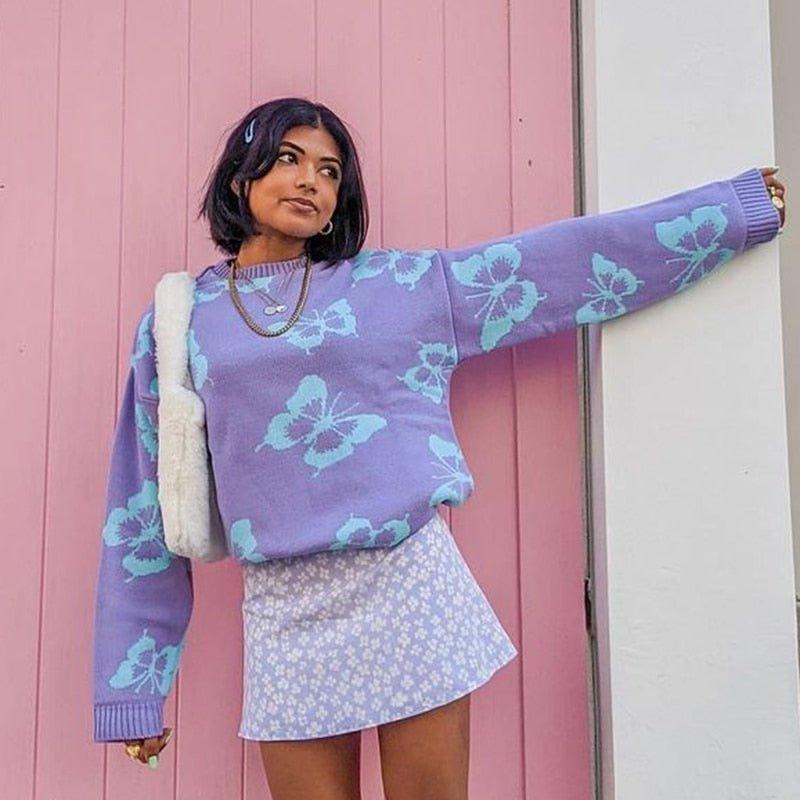 Butterfly Print Kawaii Jumper - Image 4