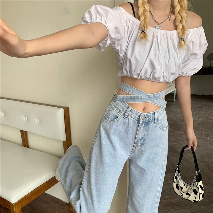 Celestial Sky Tie-Front Jeans - Image 3