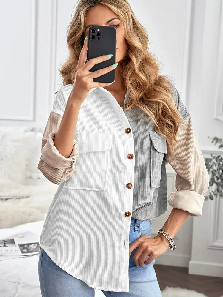 Corduroy Huescape Patchwork Shirt - Image 12