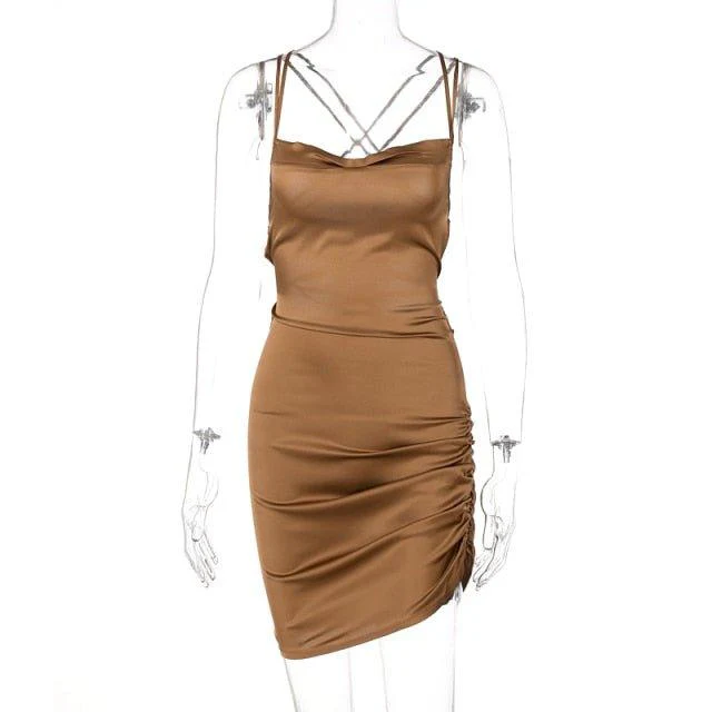 Giva Ruched Satin Dress - Image 23