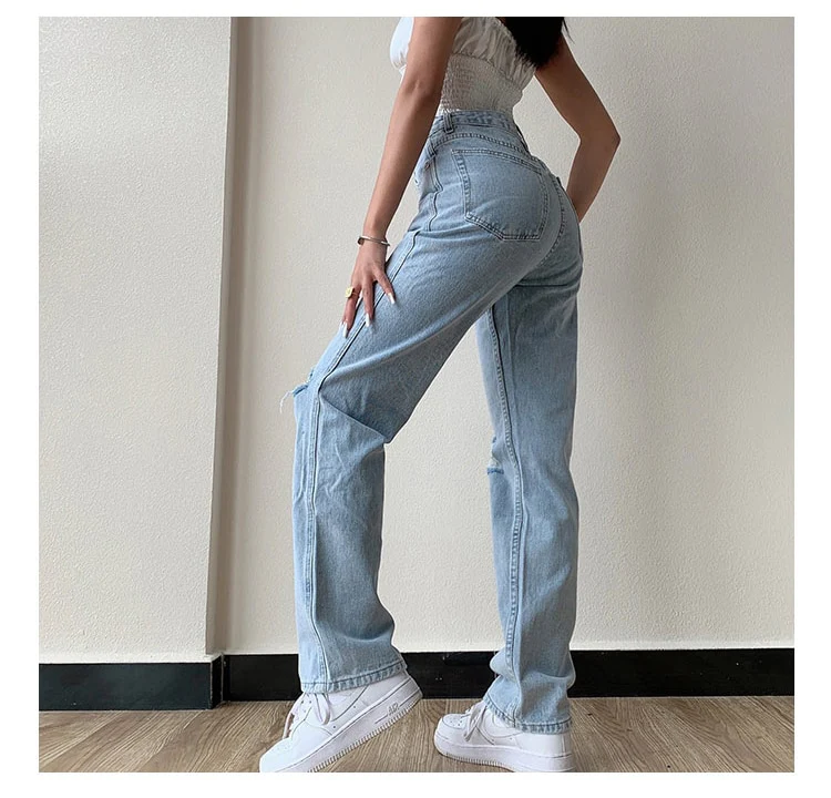 'Know your worth' Ripped Boyfriend Jeans - Image 4