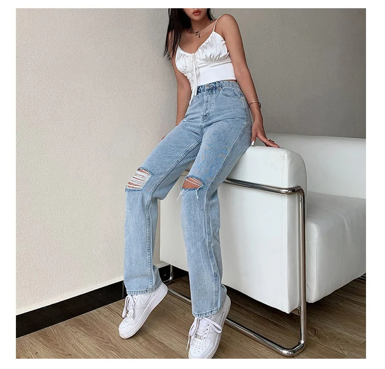 'Know your worth' Ripped Boyfriend Jeans - Image 5