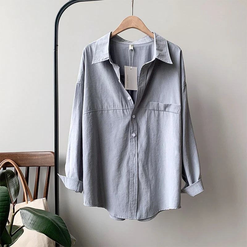 Minimal Chic Drape Shirt - Image 16