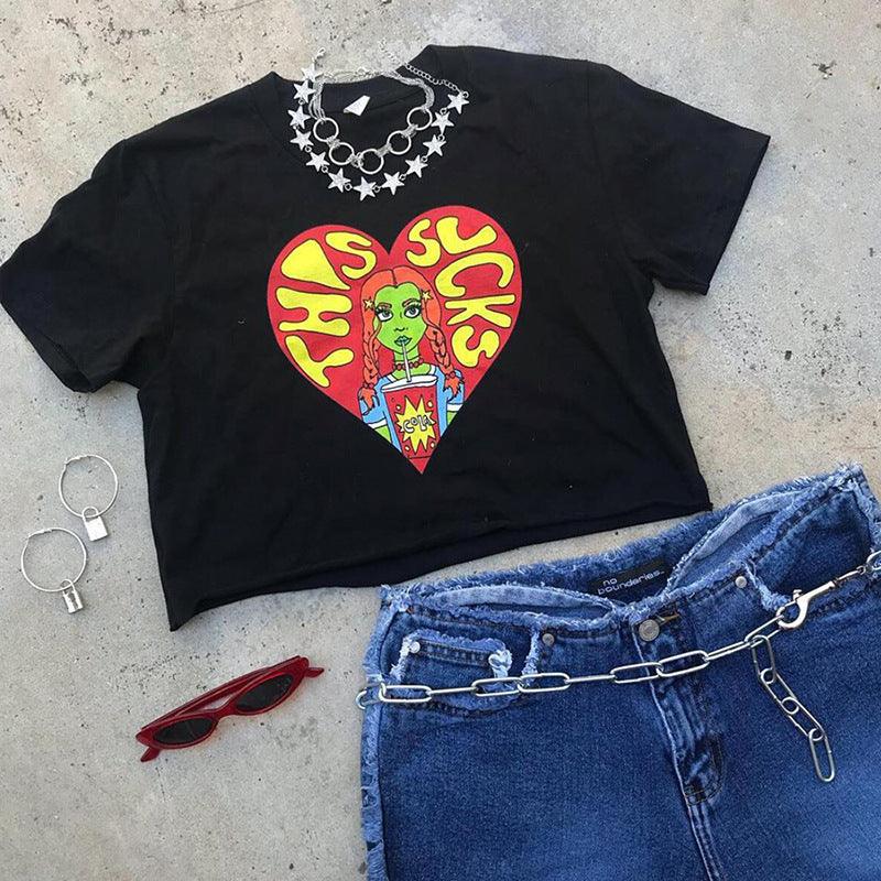 This Sucks Cartoon Print Crop Top - Image 6